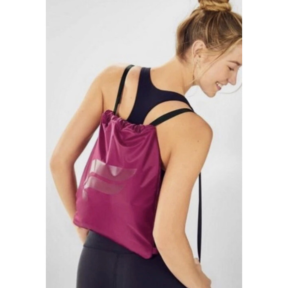 Fabletics raspberry quilted cinch Drawstring Backpack Bag - Picture 1 of 5